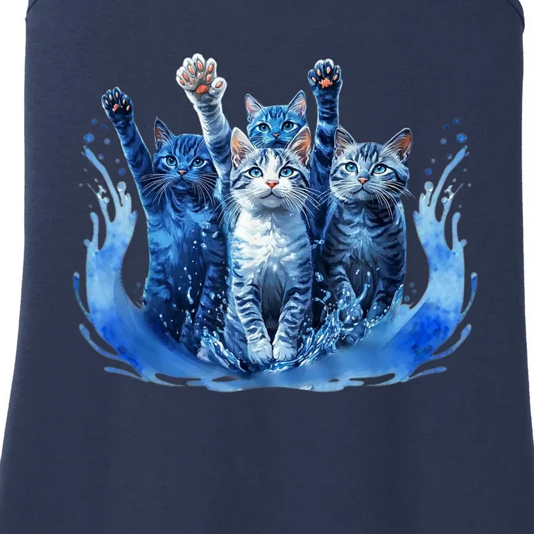 Kamala Harris Blue Cats Wave Funny For Cat Owners Ladies Essential Tank