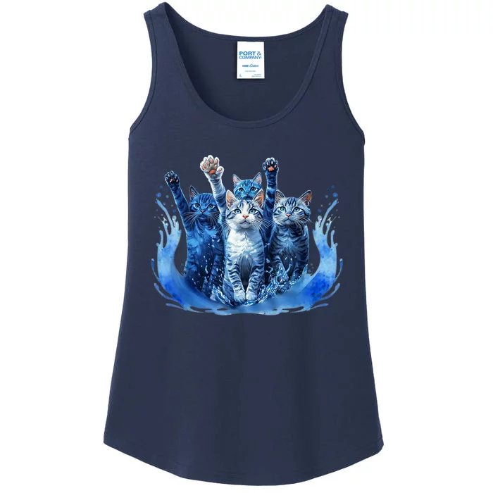 Kamala Harris Blue Cats Wave Funny For Cat Owners Ladies Essential Tank