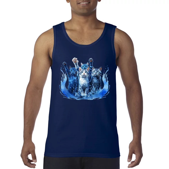 Kamala Harris Blue Cats Wave Funny For Cat Owners Tank Top