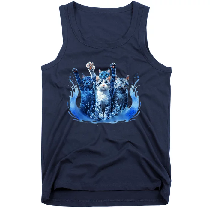 Kamala Harris Blue Cats Wave Funny For Cat Owners Tank Top