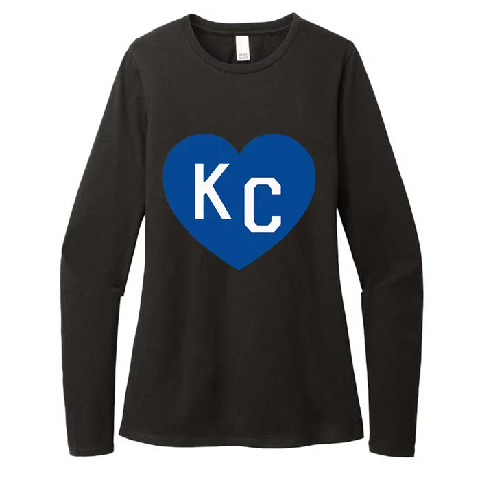 Kc Heart Blue Kansas City Heart Kc Blue Womens CVC Long Sleeve Shirt