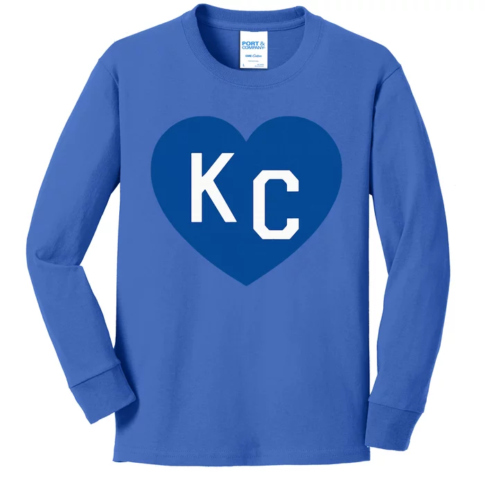 Kc Heart Blue Kansas City Heart Kc Blue Kids Long Sleeve Shirt