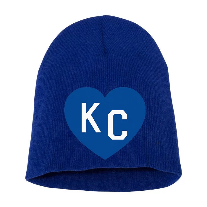 Kc Heart Blue Kansas City Heart Kc Blue Short Acrylic Beanie