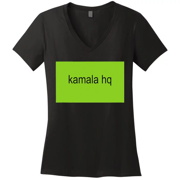 Kamala Hq Brat Meme Funny Adult Women's V-Neck T-Shirt