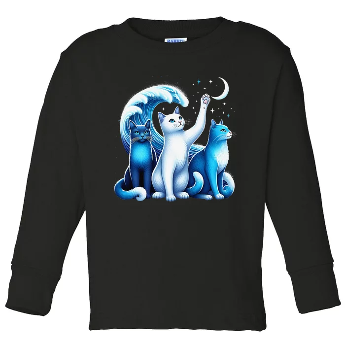 Kamala Harris Blue Cats Wave Kamala Funny For Cat Lovers Gift Toddler Long Sleeve Shirt