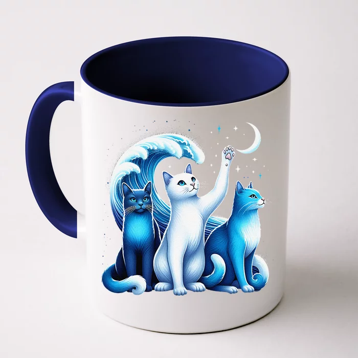 Kamala Harris Blue Cats Wave Kamala Funny For Cat Lovers Gift Front & Back Coffee Mug