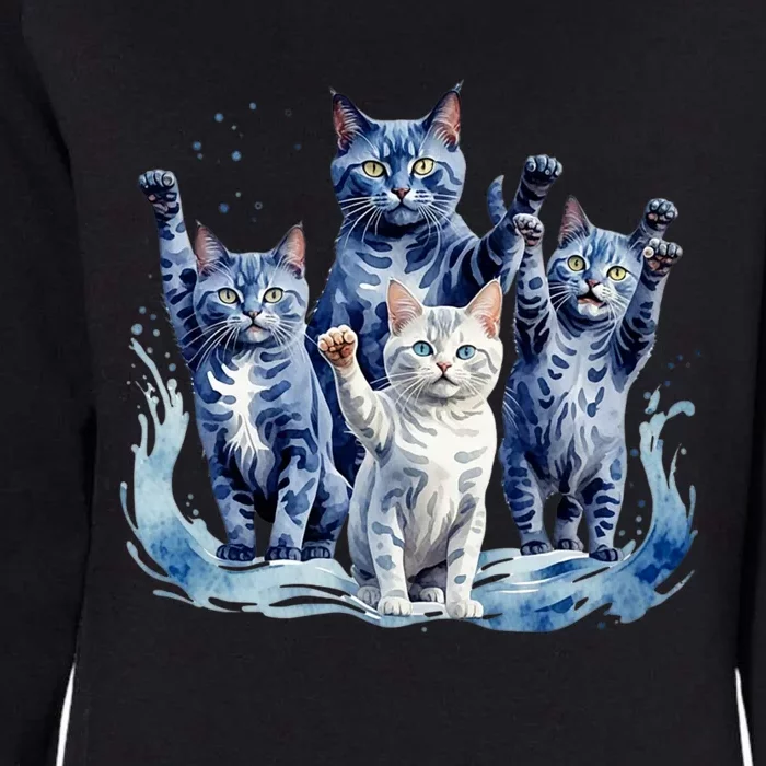 Kamala Harris Blue Cats Wave Funny For Cat Owners Womens California Wash Sweatshirt