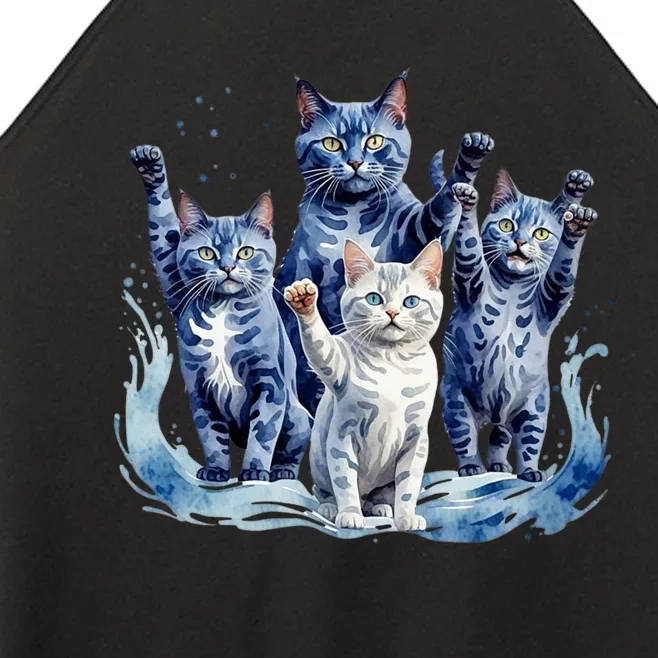 Kamala Harris Blue Cats Wave Funny For Cat Owners Women’s Perfect Tri Rocker Tank