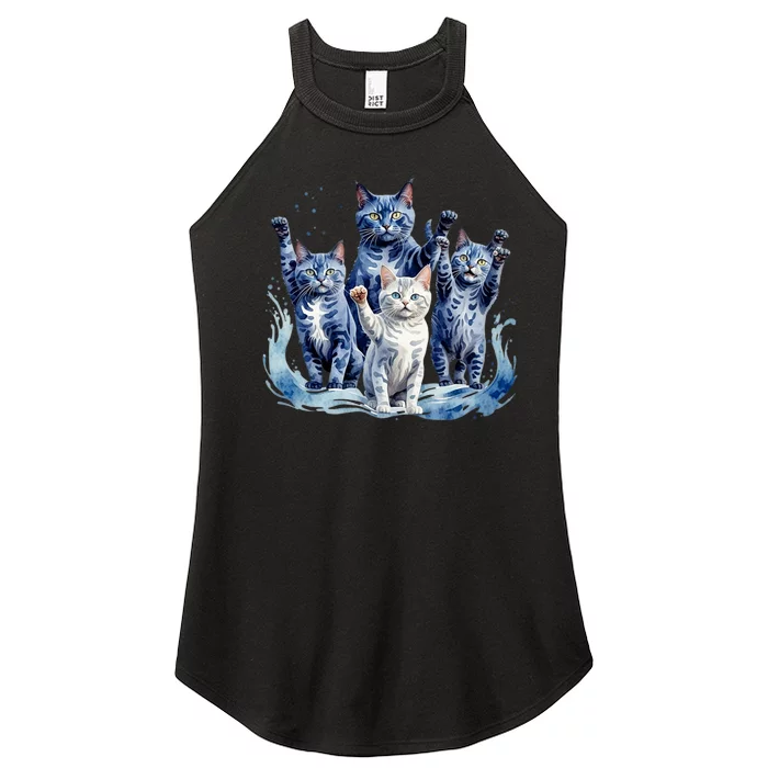 Kamala Harris Blue Cats Wave Funny For Cat Owners Women’s Perfect Tri Rocker Tank