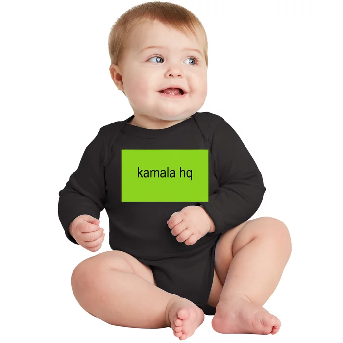 Kamala Hq Brat Meme Funny Adult Baby Long Sleeve Bodysuit