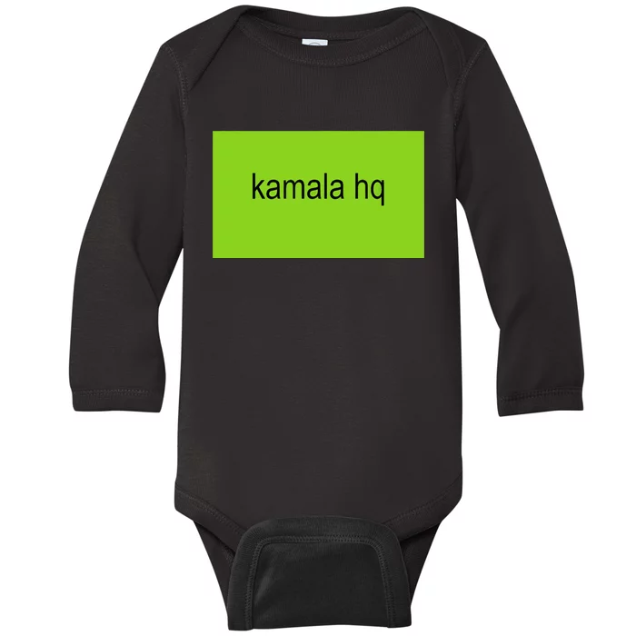 Kamala Hq Brat Meme Funny Adult Baby Long Sleeve Bodysuit