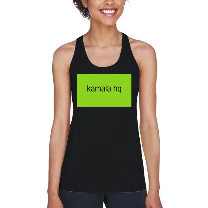 Kamala Hq Brat Meme Funny Adult Women's Racerback Tank