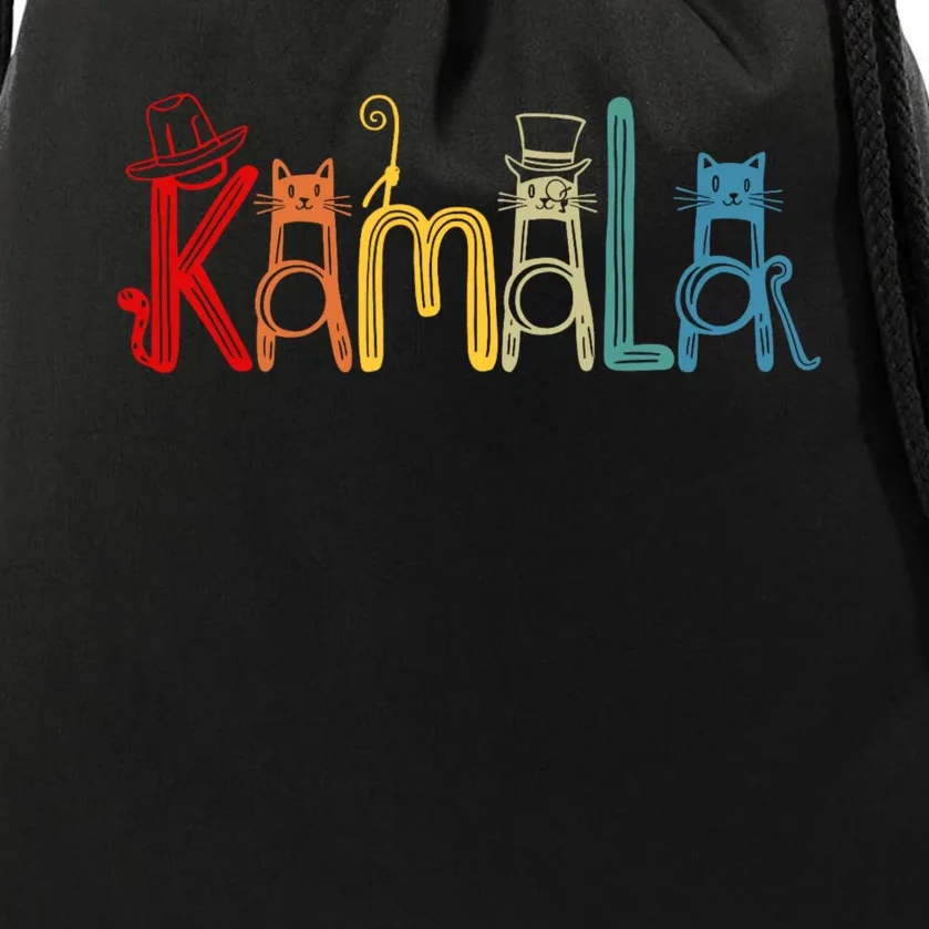 Kamala Harris Cat Lettering Positive Funny Drawstring Bag