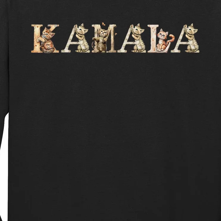 Kamala Harris Cute Cat And Kitten Font Design Tall Long Sleeve T-Shirt