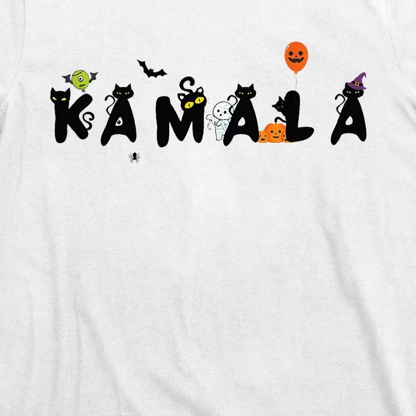 Kamala Halloween Cat Witch Hat Pumpkin Cat Lady Kamala Haris Premium T-Shirt