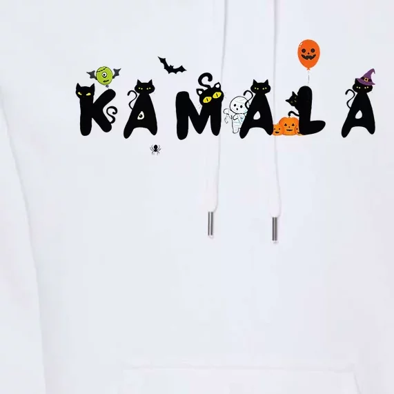 Kamala Halloween Cat Witch Hat Pumpkin Cat Lady Kamala Haris Premium Premium Hoodie