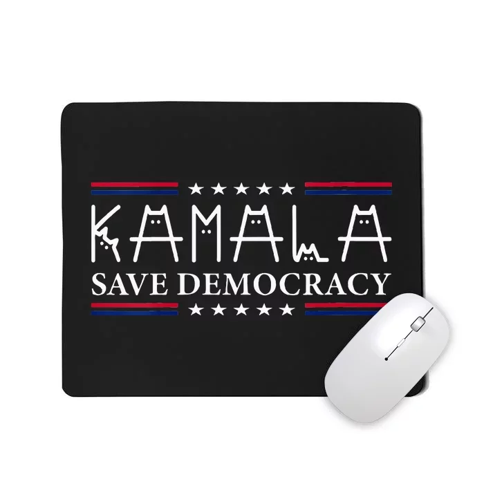 Kamala Harris Cat Lettering Positive Save Democracy Mousepad