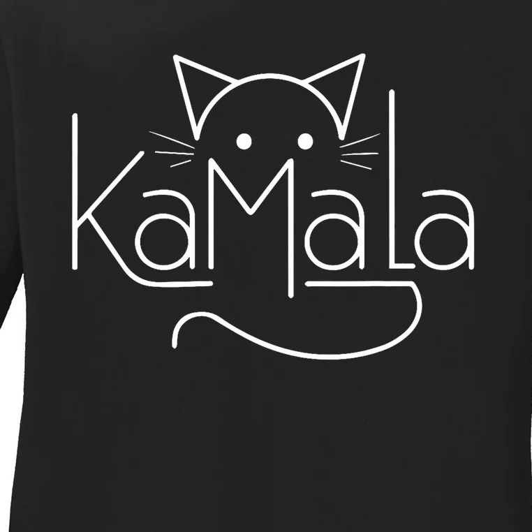 Kamala Harris Cat Lettering Positive Minimalist Ladies Long Sleeve Shirt