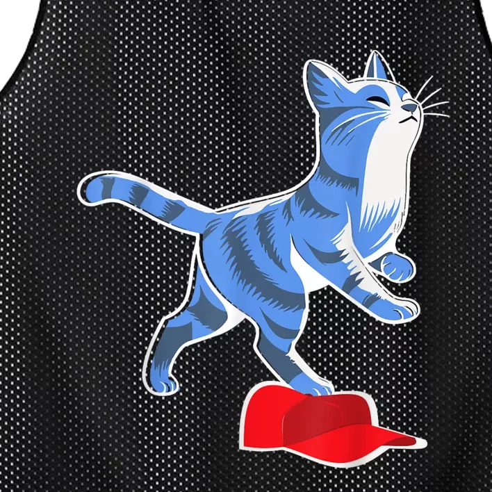 Kamala Harris Cat Stepping On Maga Hat Vp President 2024 Mesh Reversible Basketball Jersey Tank