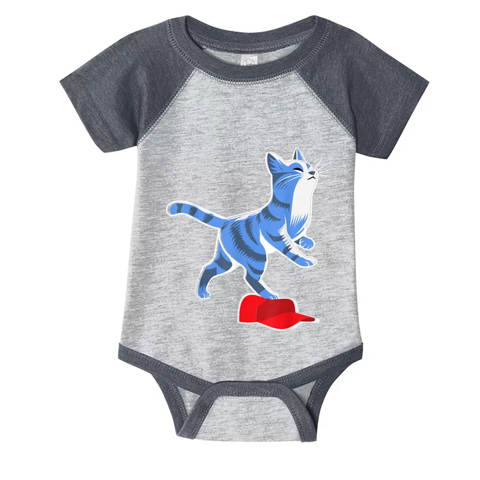 Kamala Harris Cat Stepping On Maga Hat Vp President 2024 Infant Baby Jersey Bodysuit