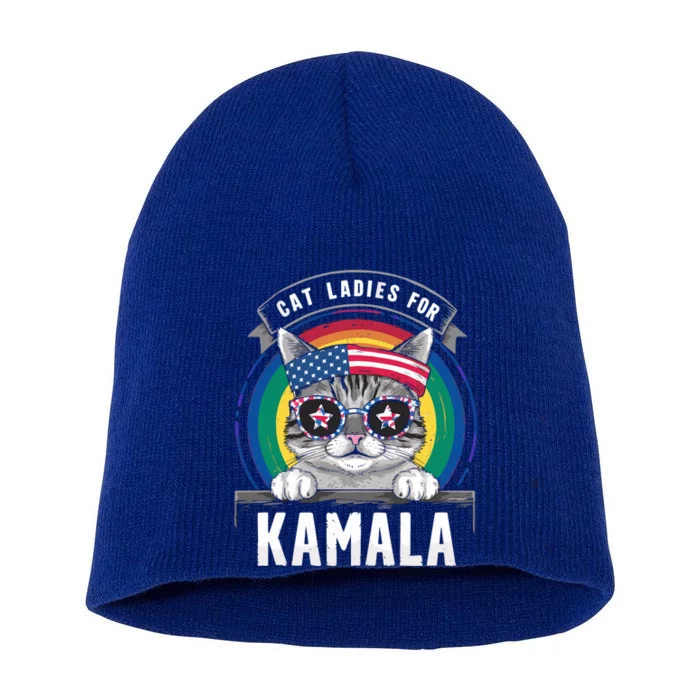 Kamala Harris Cat Lady Supporter Great Gift Short Acrylic Beanie