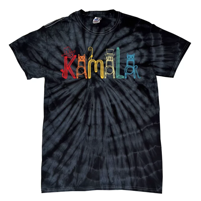 Kamala Harris Cat Lettering Positive Funny Tie-Dye T-Shirt