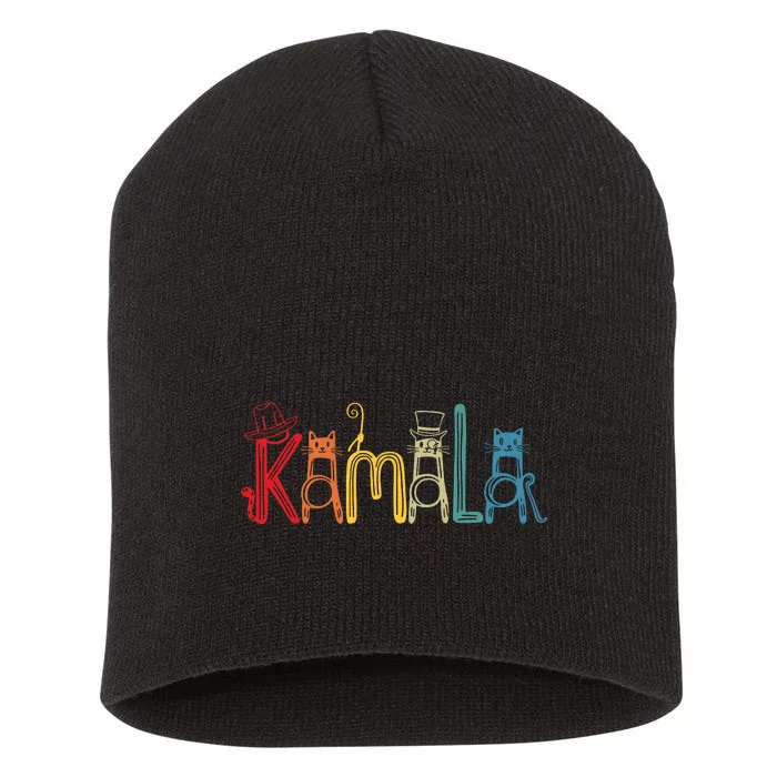 Kamala Harris Cat Lettering Positive Funny Short Acrylic Beanie