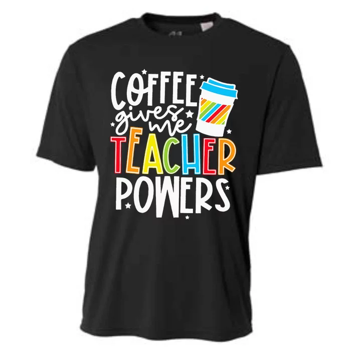 Kids Halloween Costume Coffee Gives Me Teacher Powers Cooling Performance Crew T-Shirt