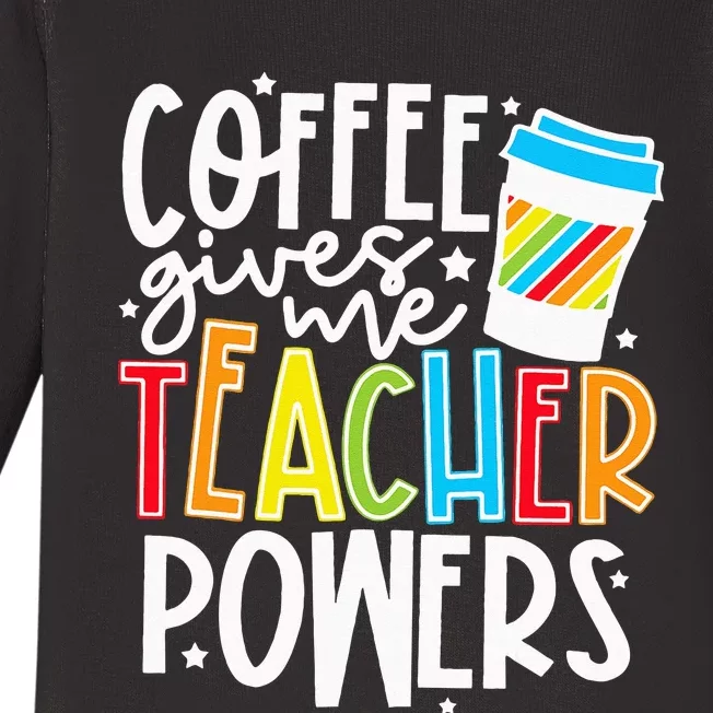 Kids Halloween Costume Coffee Gives Me Teacher Powers Baby Long Sleeve Bodysuit