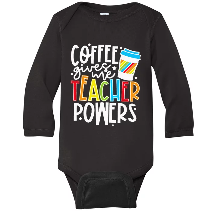 Kids Halloween Costume Coffee Gives Me Teacher Powers Baby Long Sleeve Bodysuit