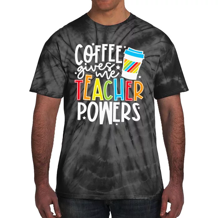 Kids Halloween Costume Coffee Gives Me Teacher Powers Tie-Dye T-Shirt