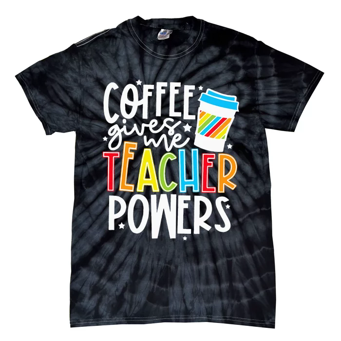 Kids Halloween Costume Coffee Gives Me Teacher Powers Tie-Dye T-Shirt