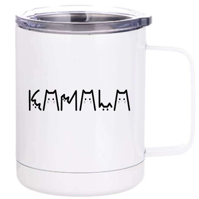 Kamala Harris Cat Lettering Positive Funny 2024 Front & Back 12oz Stainless Steel Tumbler Cup