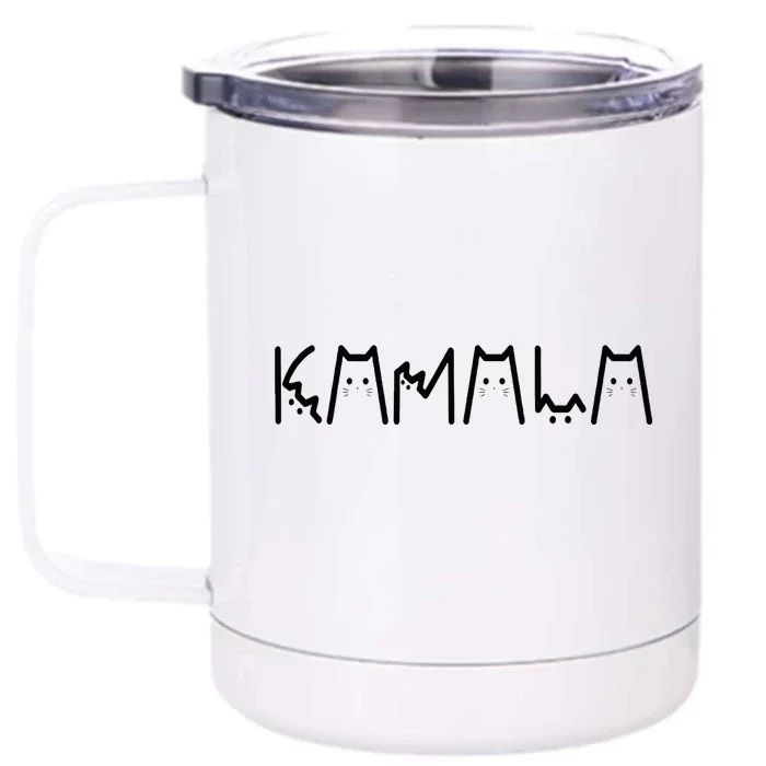 Kamala Harris Cat Lettering Positive Funny 2024 Front & Back 12oz Stainless Steel Tumbler Cup