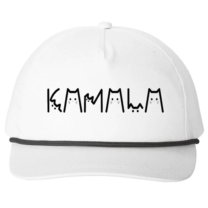 Kamala Harris Cat Lettering Positive Funny 2024 Snapback Five-Panel Rope Hat