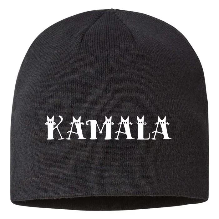 Kamala Harris Cat Lettering Positive Funny 8 1/2in Sustainable Knit Beanie