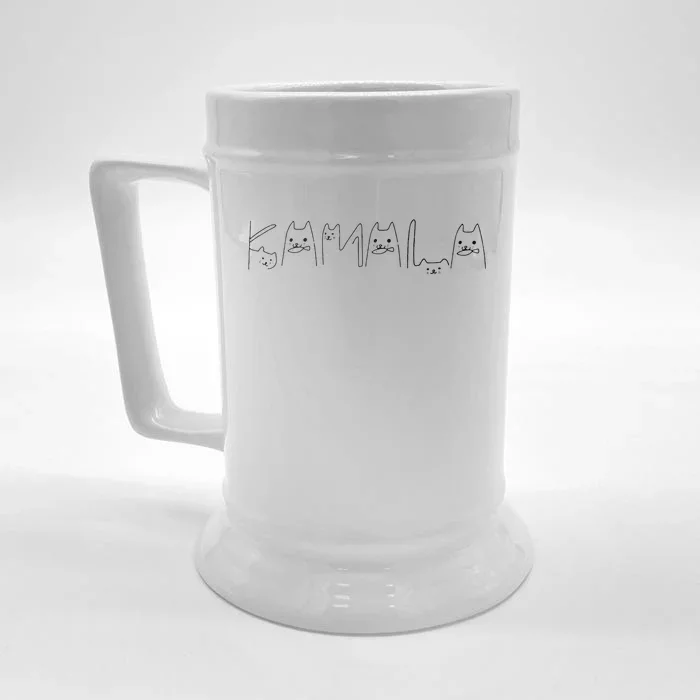 Kamala Harris Cat Lettering Positive Funny Front & Back Beer Stein