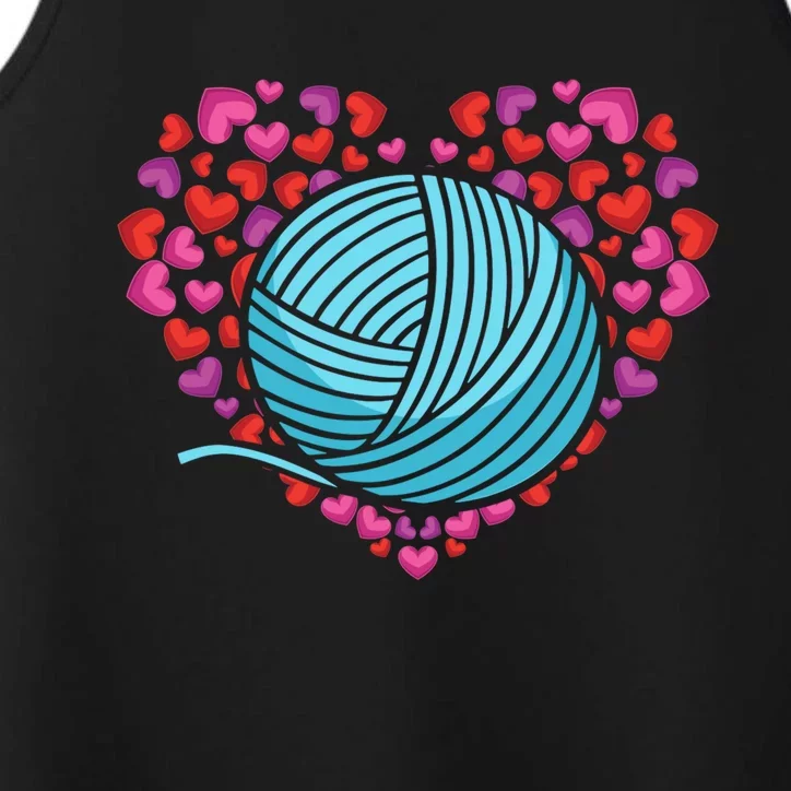 Knitter Heart Crocheting Lover Knit Crocheter Yarn Knitting Gift Performance Tank