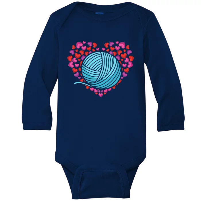 Knitter Heart Crocheting Lover Knit Crocheter Yarn Knitting Gift Baby Long Sleeve Bodysuit