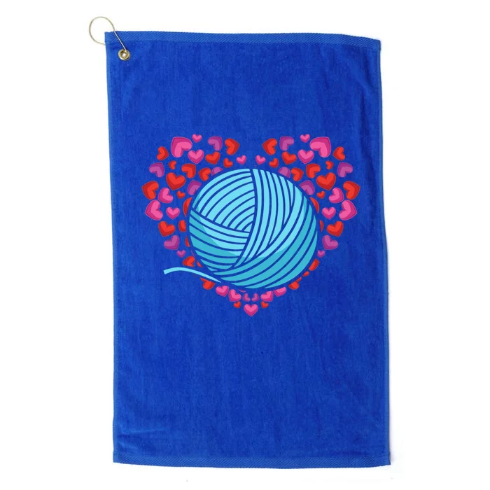 Knitter Heart Crocheting Lover Knit Crocheter Yarn Knitting Gift Platinum Collection Golf Towel