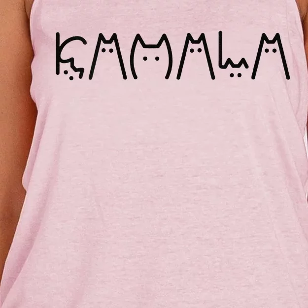 Kamala Harris Cat Lettering Positive Cat Ladies For Kamala Women's Knotted Racerback Tank