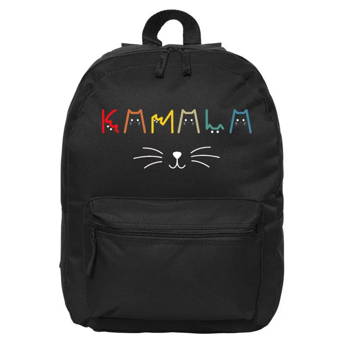 Kamala Harris Cat Lettering Positive Funny 16 in Basic Backpack