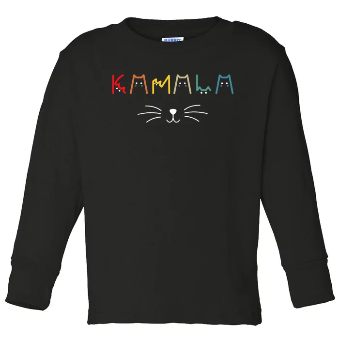 Kamala Harris Cat Lettering Positive Funny Toddler Long Sleeve Shirt