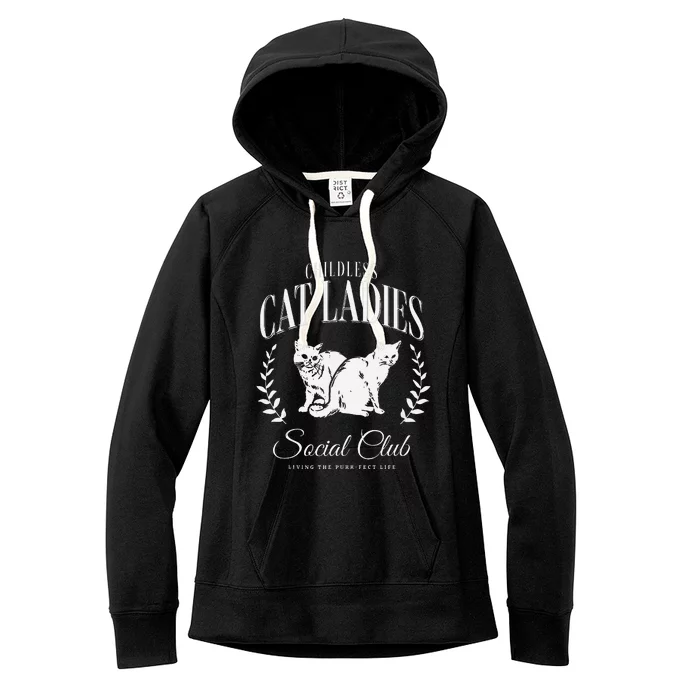 Kamala Harris Childless Cat Ladies Social Club Cat Lover Women's Fleece Hoodie