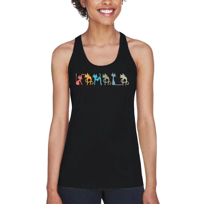 Kamala Harris Cat Lettering Positive Women's Racerback Tank