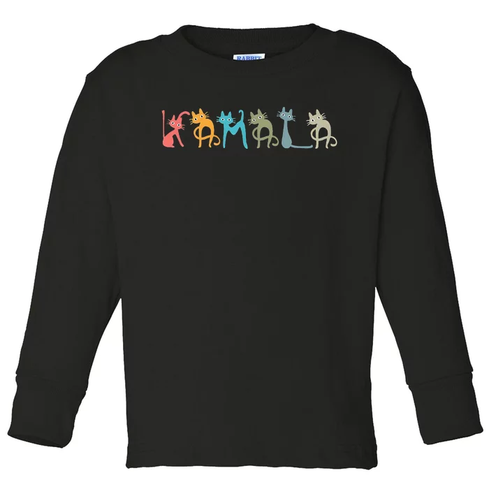 Kamala Harris Cat Lettering Positive Toddler Long Sleeve Shirt