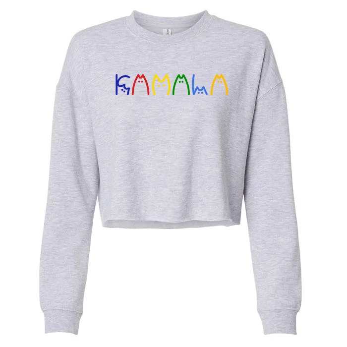 Kamala Harris Cat Lettering Funny Cropped Pullover Crew