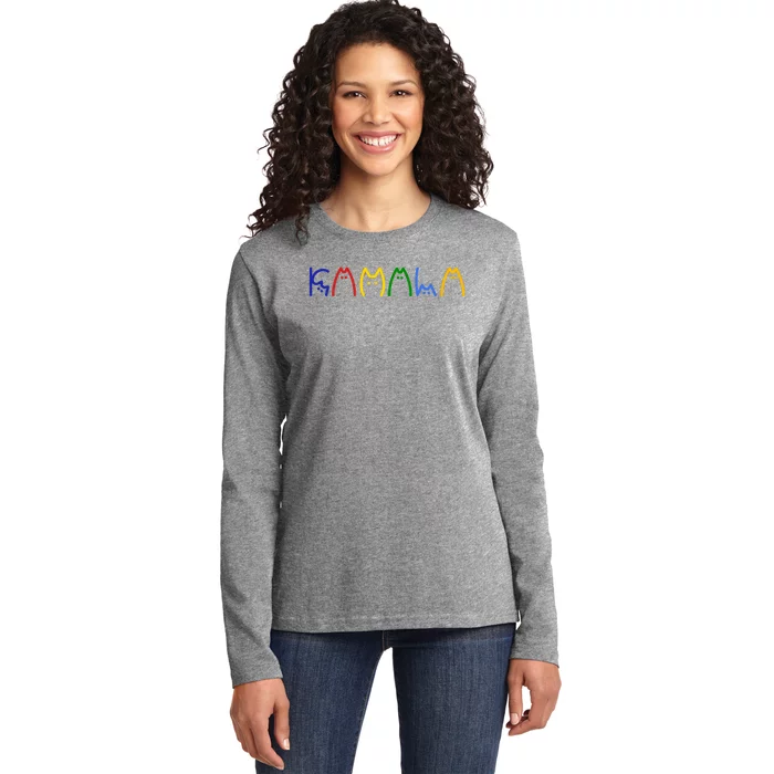 Kamala Harris Cat Lettering Funny Ladies Long Sleeve Shirt