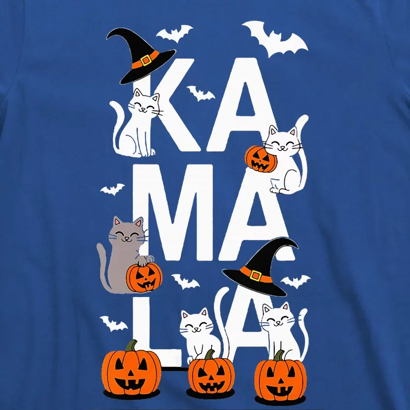 Kamala Halloween Cat Pumpkin Witch Hat Lover Kamala Haris T-Shirt