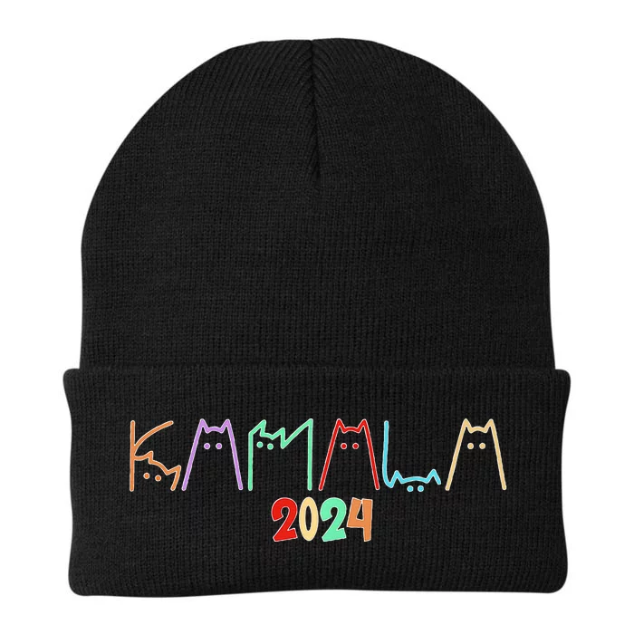 Kamala Harris Cat Lettering Funny Cat Ladies For Kamala 2024 Knit Cap Winter Beanie